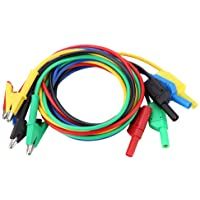 Akozon 5 unids Cable de Prueba Banana- kit de línea de prueba de multímetro P1018A Alta Tensión de Doble Cabezal 1M Clip…